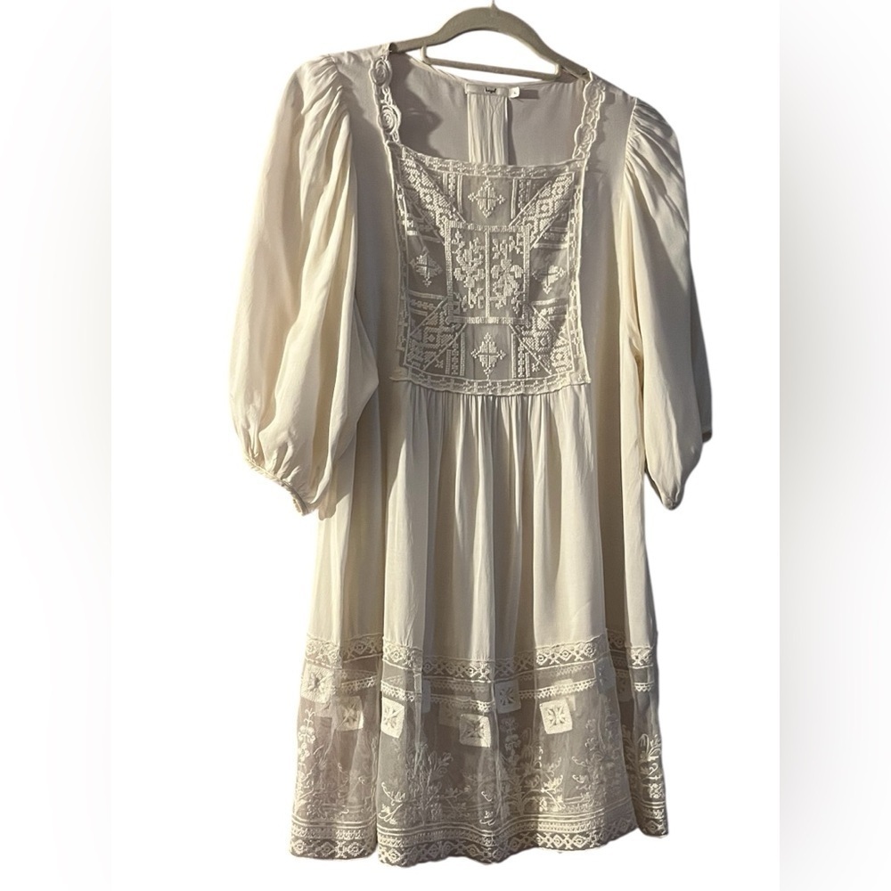 Hazel‎ cream embroidered fairy large cottage core prairie feminine boho dress